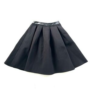 ASOS Black Thick Scuba Knit Pleated Knee Length Skirt